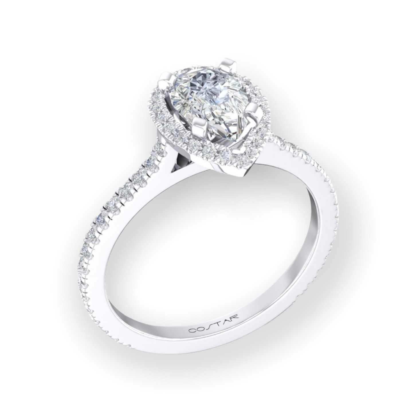 Tear Drop Lab Grown Diamond Halo Engagement Ring