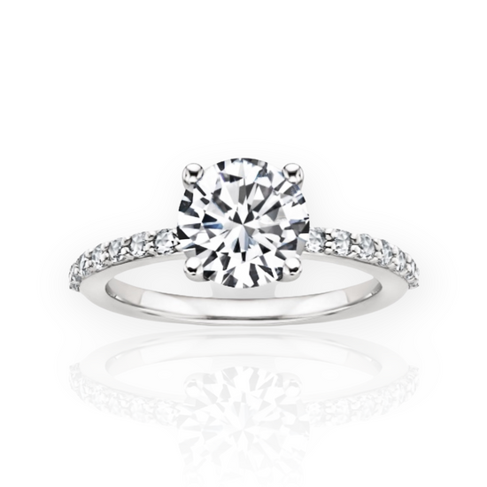 Round Diamond Lab Grown Halo Engagement Ring Set