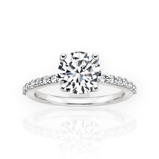 Load image into Gallery viewer, Round Diamond Lab Grown Halo Engagement Ring Set
