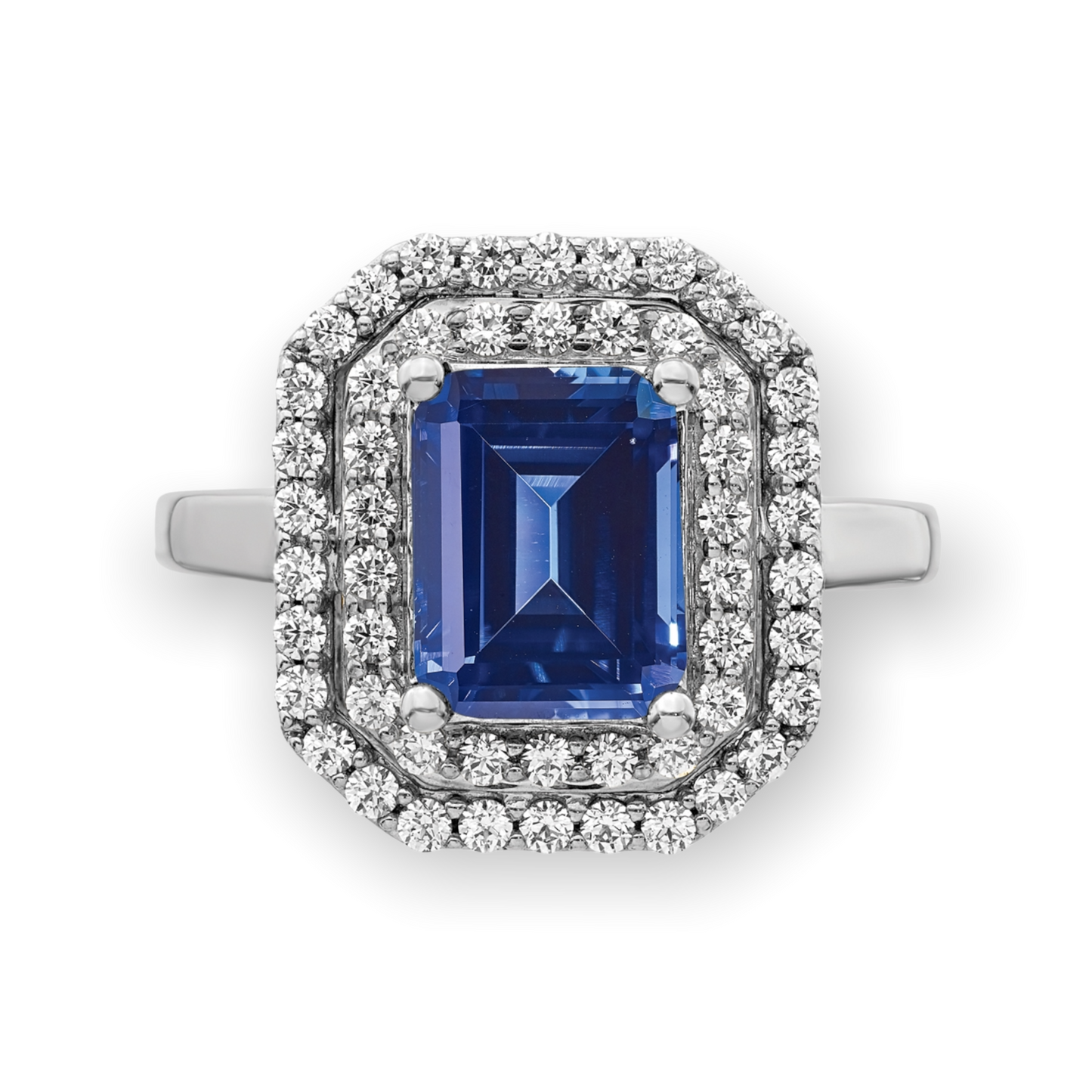 Load image into Gallery viewer, Lab Grown Sapphire Double Halo Diamond Ring
