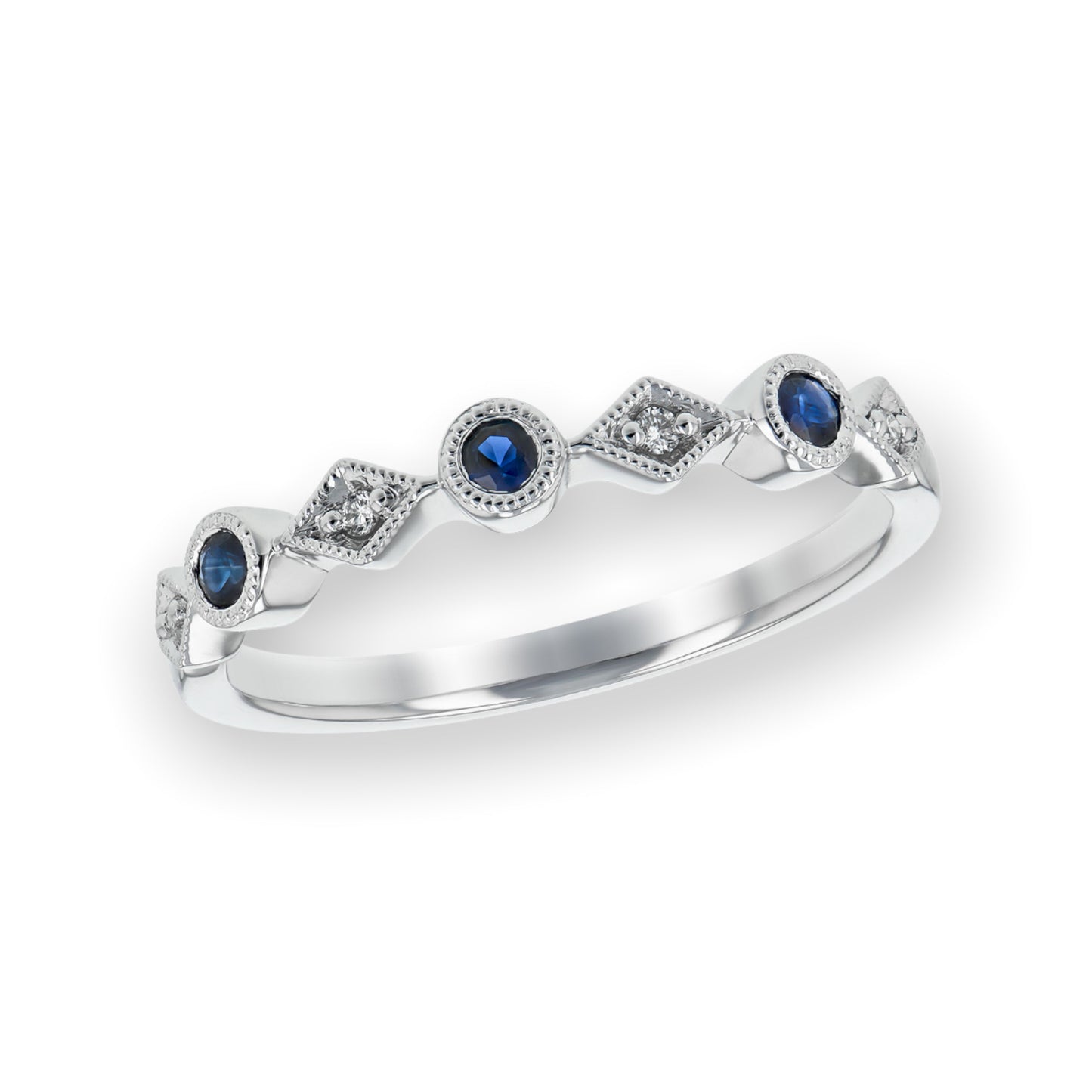 Load image into Gallery viewer, Wedding Band with Sapphires and Diamonds
