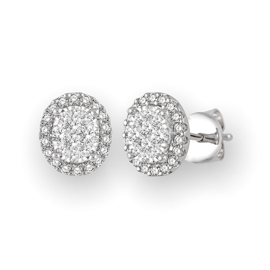 Oval Shaped Diamond Stud Earrings