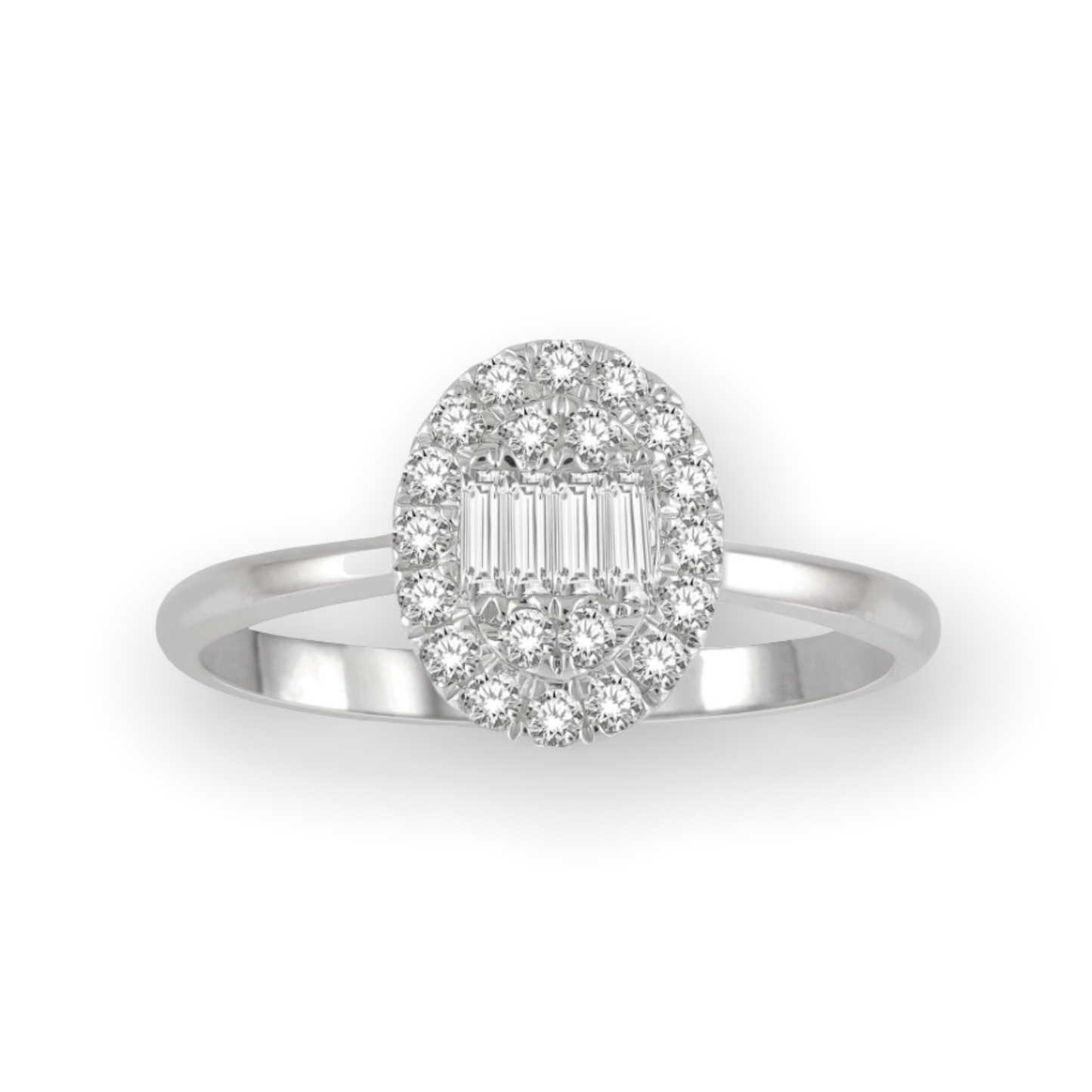 Oval Shape Baguette Diamond Fashion Ring
