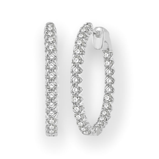 Load image into Gallery viewer, 5 CTW Inside-Out Round Cut Diamond Hoop Earring
