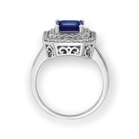 Load image into Gallery viewer, Lab Grown Sapphire Double Halo Diamond Ring
