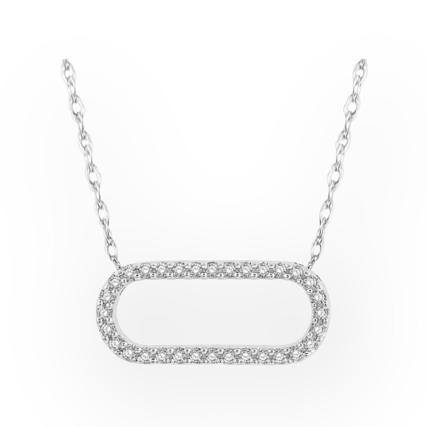 Round Cut Diamond Paper Clip Necklace
