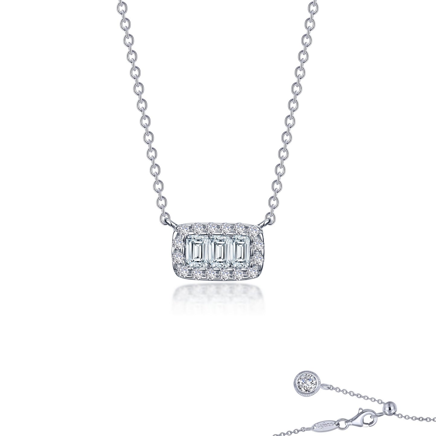 Emerald Cut Sterling Silver Necklace