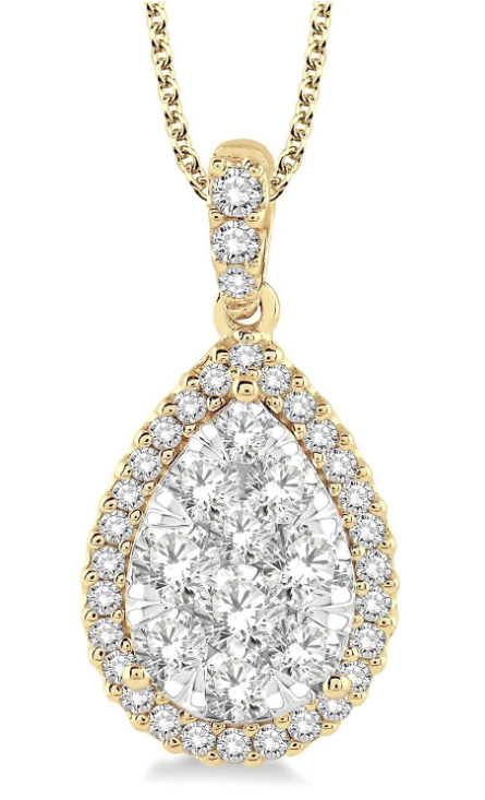 Pear shape Diamond Cluster Necklace