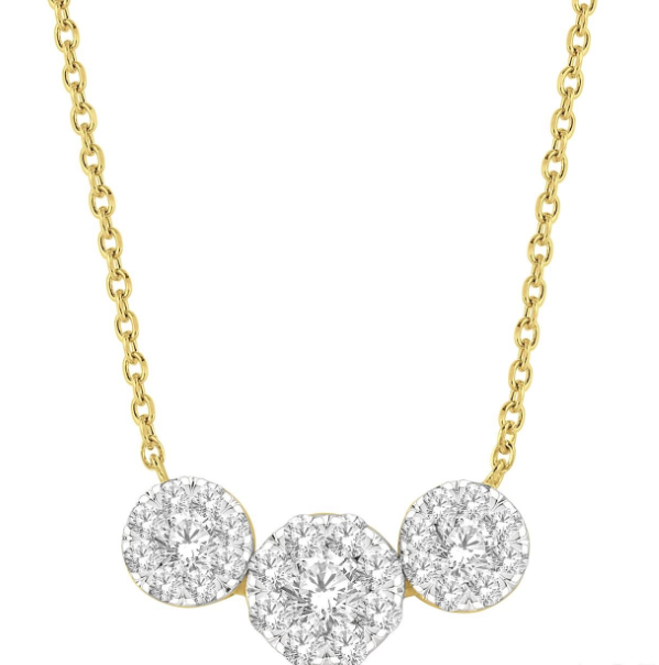 Load image into Gallery viewer, 3 Stone Lovebright Essential Diamond Necklace
